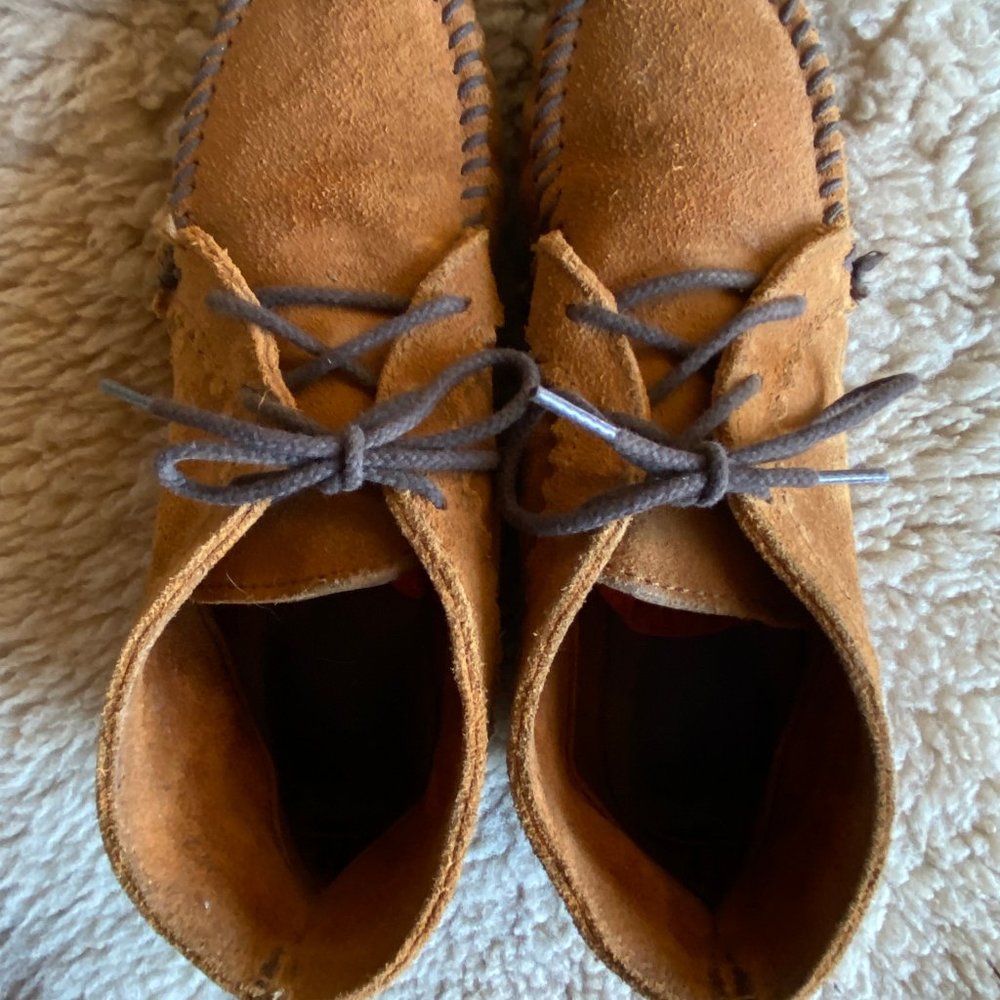 Minnetonka Ankle Lace-Up Suede Moccasins - Picture 3 of 8